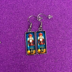 Nutcracker Earrings with Silver Hooks